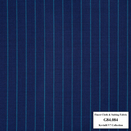 G84.084 Kevinlli V7 - Vải Suit 80% Wool - Xanh sẫm họa tiết sọc